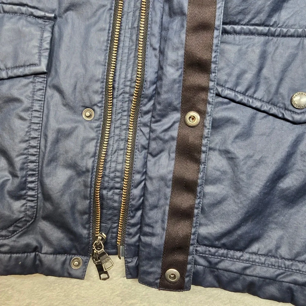 Banana Republic Utility‎ Jacket Mens Medium Blue Poly Coated Cotton Full Zip